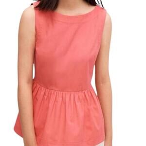 Kate Spade New York Shore Thing Button Back Peplum Top Coral Sleeveless Size 8